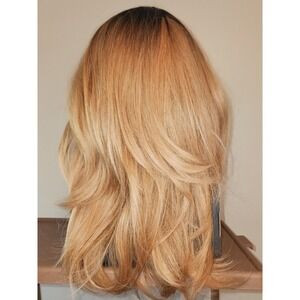 Long Blonde Wig With Dark Roots